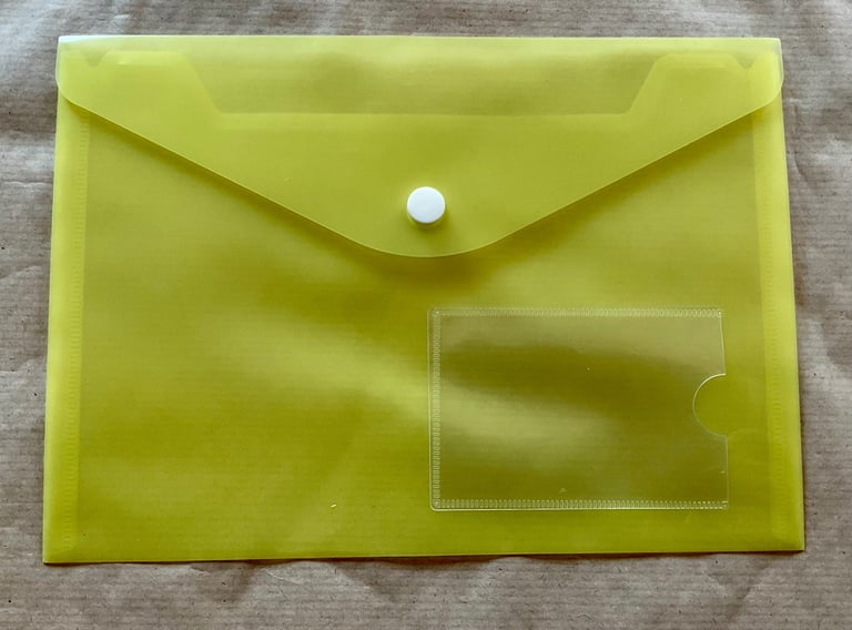 Pack of 5 A5 Plastic Document File Wallet Folder with Clear Card Label Holder - £1.00 each pack of 5