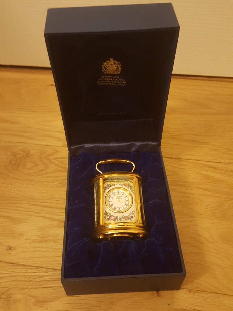 HALCYON DAYS ENAMELS GEORGIAN FLOWER CLOCK BOXED