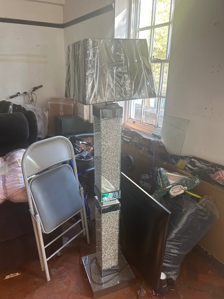 image for Crushed crystal mirrored floor lamp