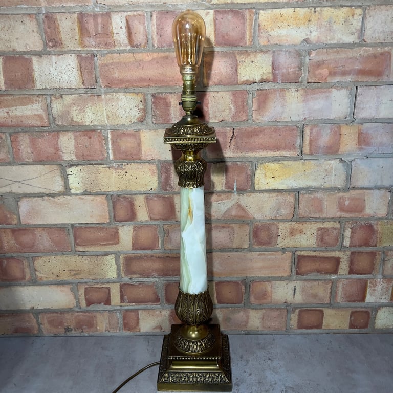 image for Vintage Green Onyx Column Lamp