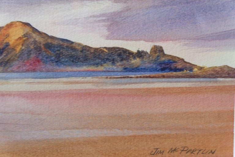Coastal Seascape, Figures on a Beach, painting by Irish artist Jim McPartlin