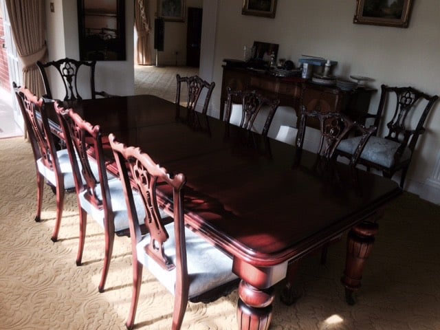 Mahogany Dining Room Table & 8 Upholstered Chairs | in Burton-on-Trent