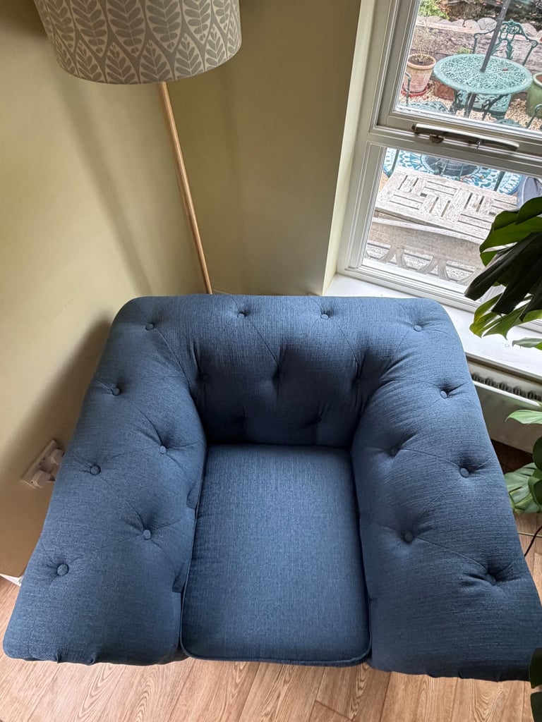 Large Blue Armchair - Excellent Condition 