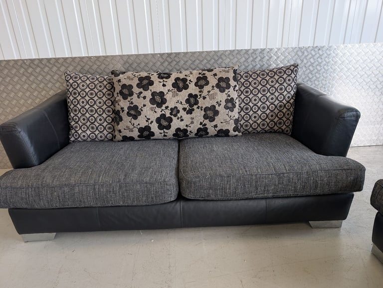 DFS Black/Grey 3 Seater Sofa & Armchair Set  (foam seat cushions) , Good Condition - Delivery Avail