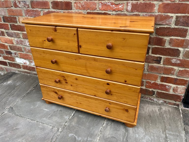 Solid Pine Chest of Drawers - Good Condition 