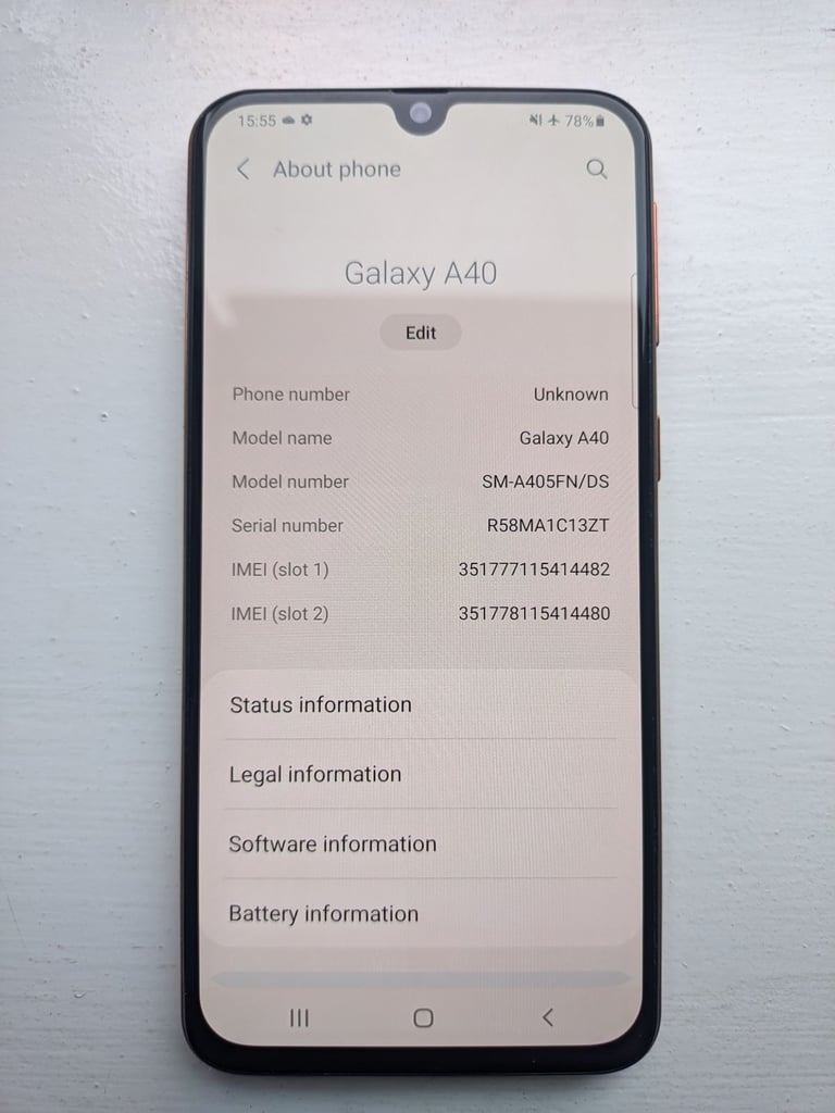 Samsung A40 A405FN/DS Coral Unlocked for PARTS ONLY !!!