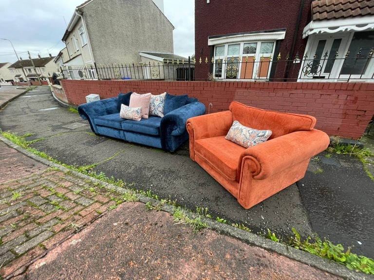 Big 2 seater and chair and a half in a velver fabric new condition £599