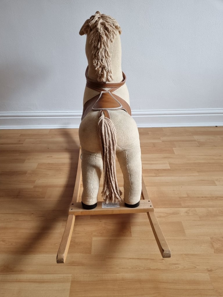 Corduroy rocking horse on wooden frame made by ELF Toys (used)