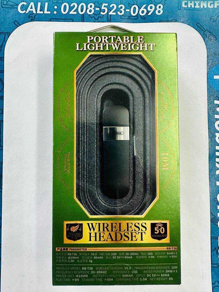 REMAX RB-T36 Wireless Bluetooth Headset HD Voice Portable lightweight Compatible with iOS & Android