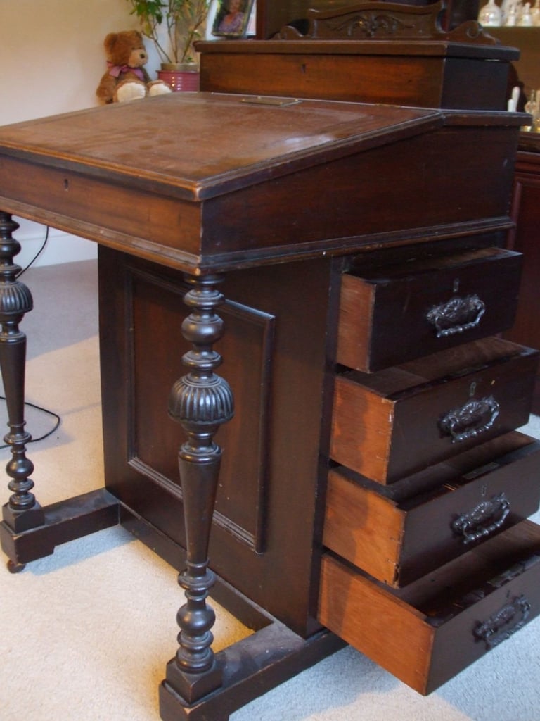 Antique, DAVENPORT desk Edwardian Walnut
