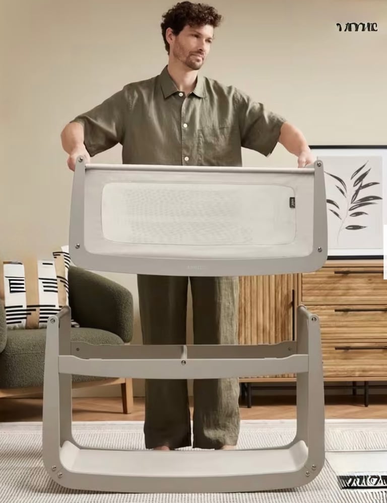 SnüzPod 5 Bedside Crib, Pebble/ Grey RRP £199