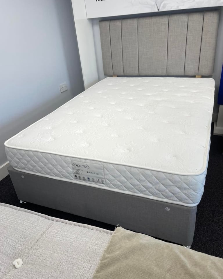 Elegant Fabric Divan Base with Double Headboard ^^ New Price ¬¬ Order Now