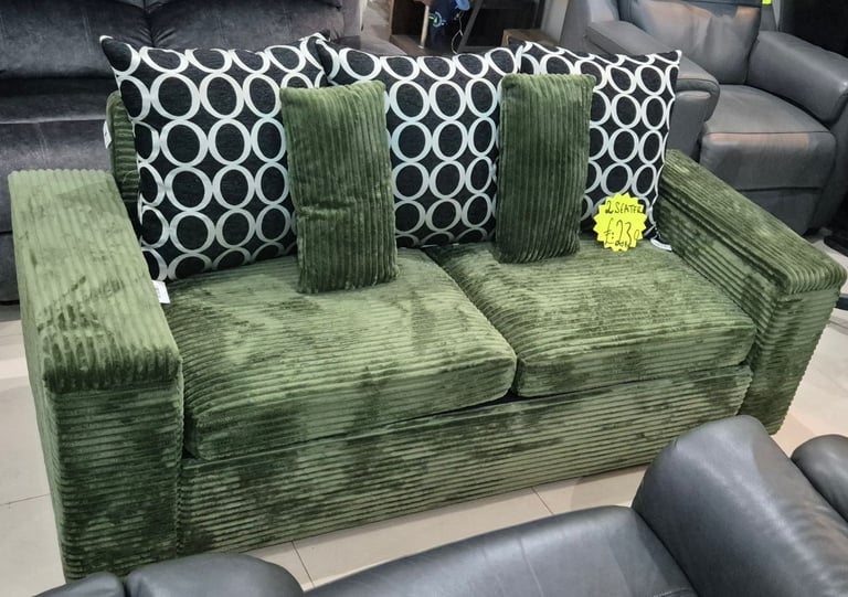 image for Green Cord 2 Seater Sofa with storage New 