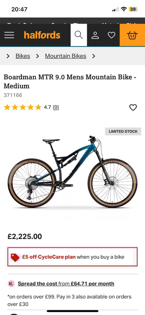Brand new Full suspension Boardman MTR 9.0 Mens Mountain Bike -rrp2200
