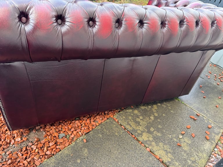 LIKE NEW! Chesterfield Genuine Leather Sofas - (Matching pair 2+2)