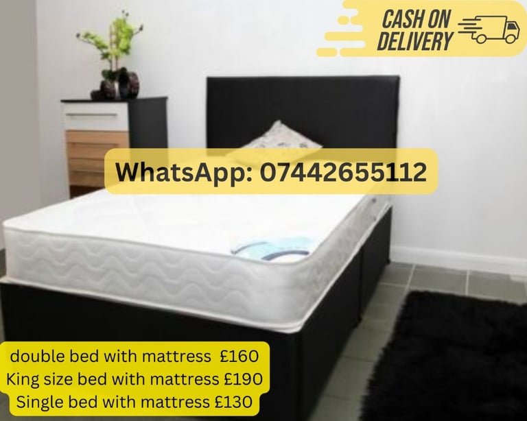 Double Divan bed with firm mattress Double\single\Queen bed frames and