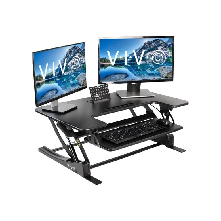 VIVO Black Height Adjustable 36 inch Stand up Desk Converter Quick Sit to Stand Tabletop Dual....