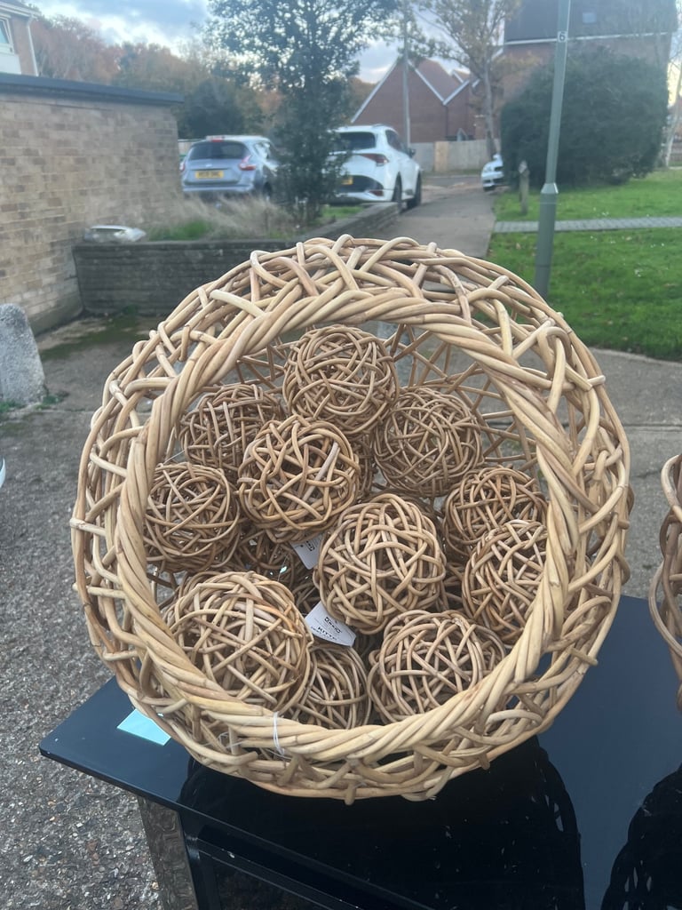 Pair of Large (50cm) Unique Rattan Balls & 18 smaller balls (9cm)