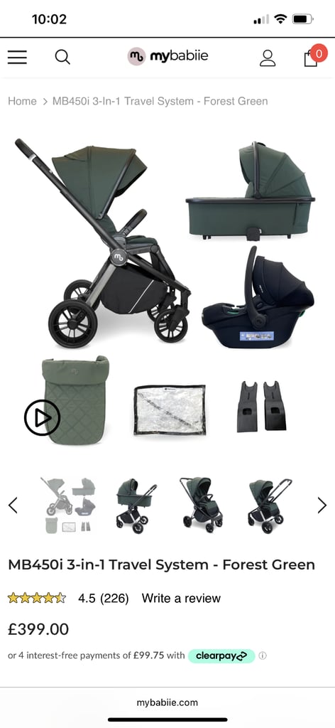 image for My babie forest green travel system 
