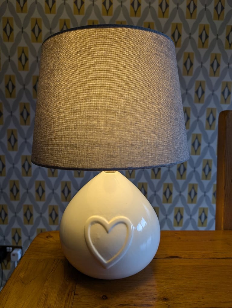 image for Dunelm heart light and grey lampshade 