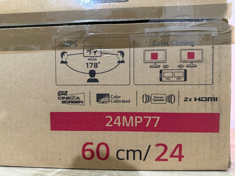 LG HD 24inch IPS Cinema Screen Monitor - Model: 24MP77