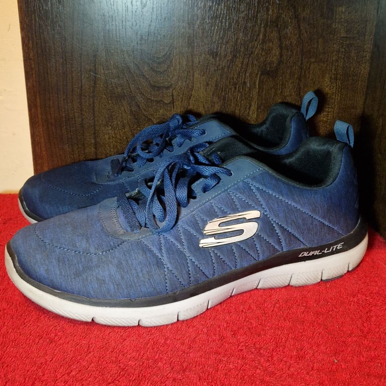 Skechers Dual-Lite Trainers – Navy Blue – Air-Cooled Memory Foam – UK 8 – Lightweight
