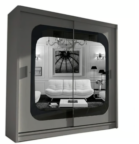 Brand New - Chelsea Mirror Sliding Door Wardrobe - Grey - SAME/NEXT DAY DELIVERY
