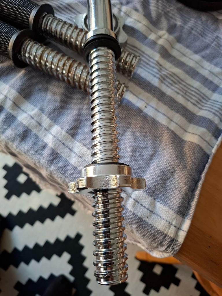 Weights, dumbells and an EZ bar 