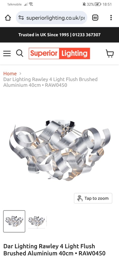 image for Dar ribbon style ceiling light 