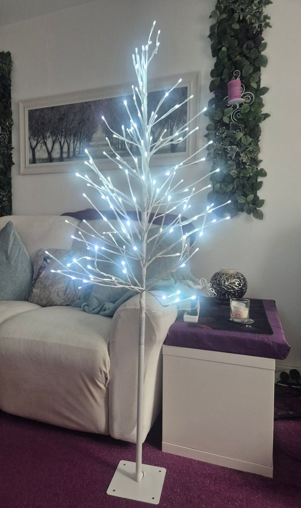 White Branch Christmas tree with lights