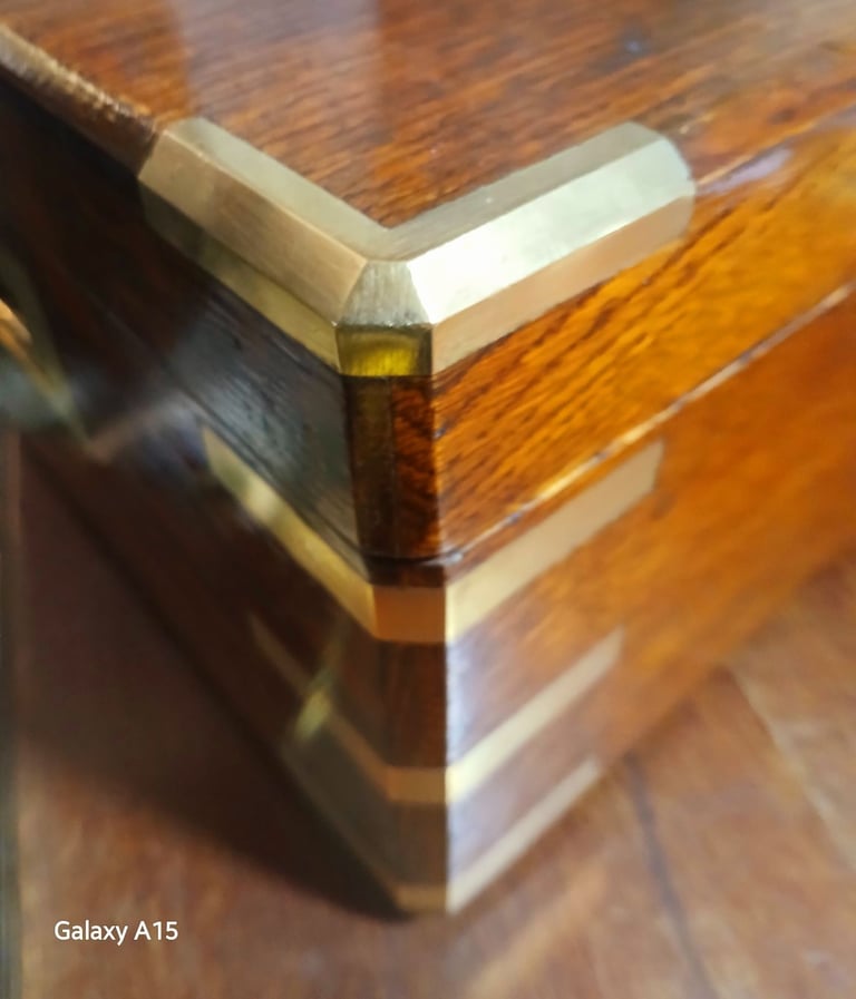 1885 Oak & Brass Bound Military Campaign Officers Document Case