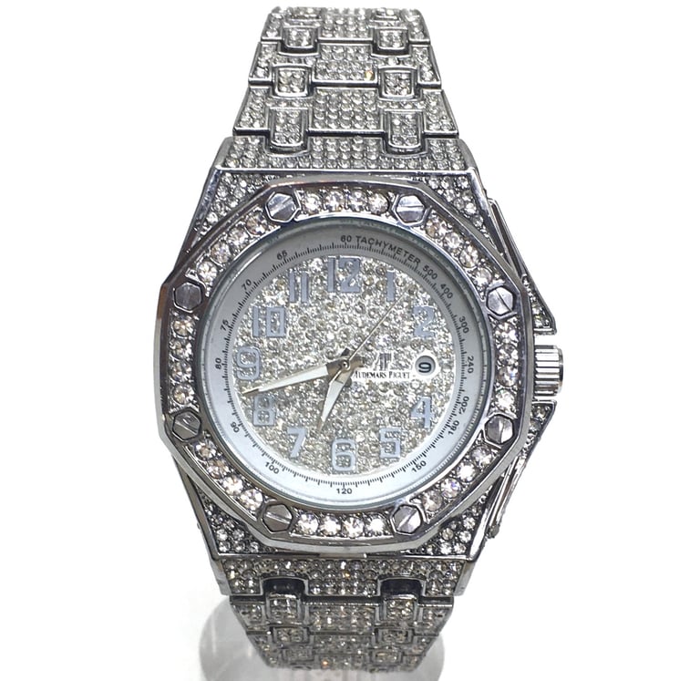 image for Cartier Santos AP Patek Philippe Audemars Piguet Iced Out Buss down diamond Watch Mens Cheap London