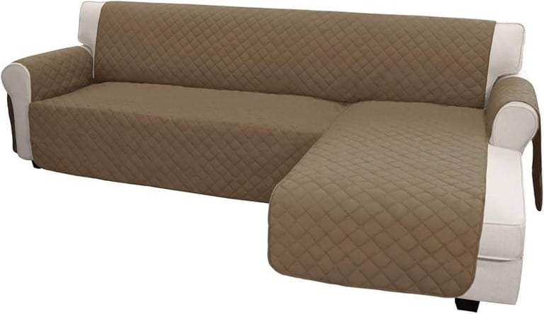 NEW Quilted reversible water resistant L Shape Sofa Cover - colour Camel
