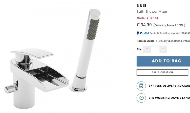 bath taps, hudson reed, rhyme, one hole bath mixer tap with shower.