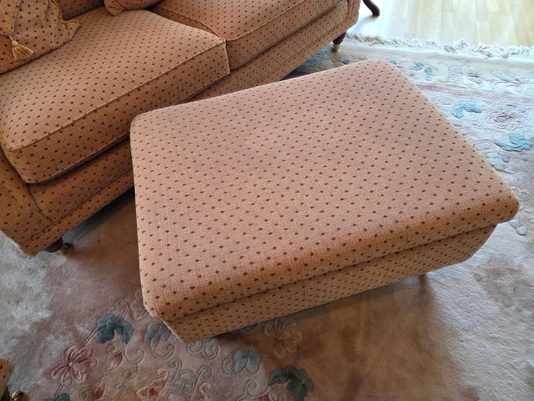 Two, two seater sofas and large foot stool 