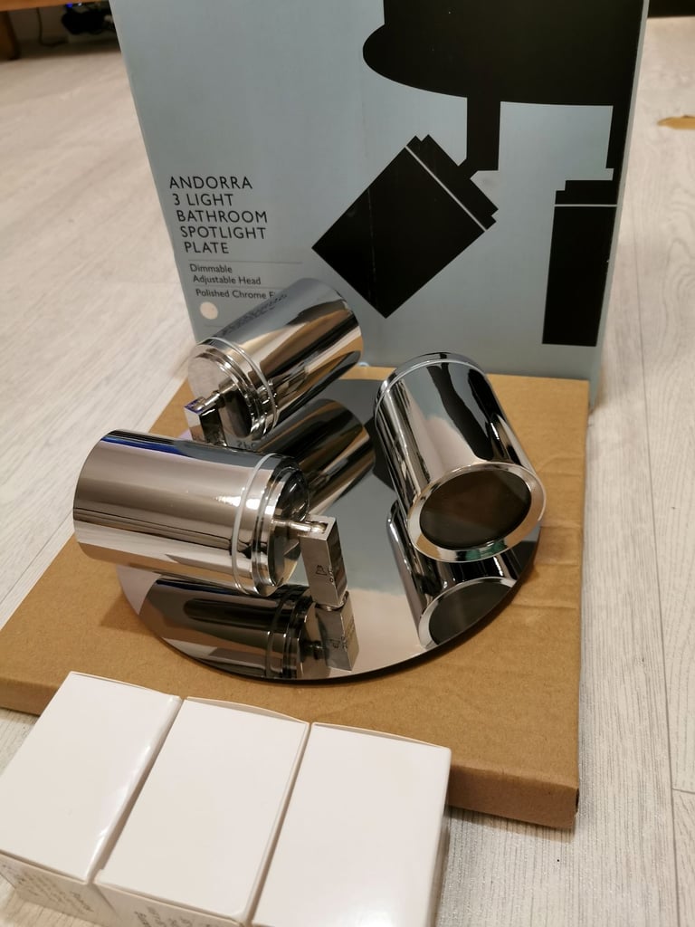 John Lewis Andorra LED 3 Arm Ceiling Plate Light Chrome RRP90 - Light number 2