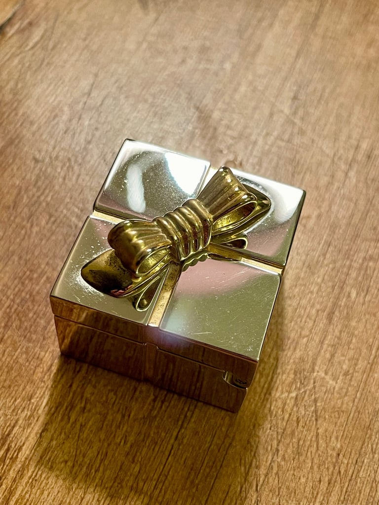 Mini solid brass photo frame and clock