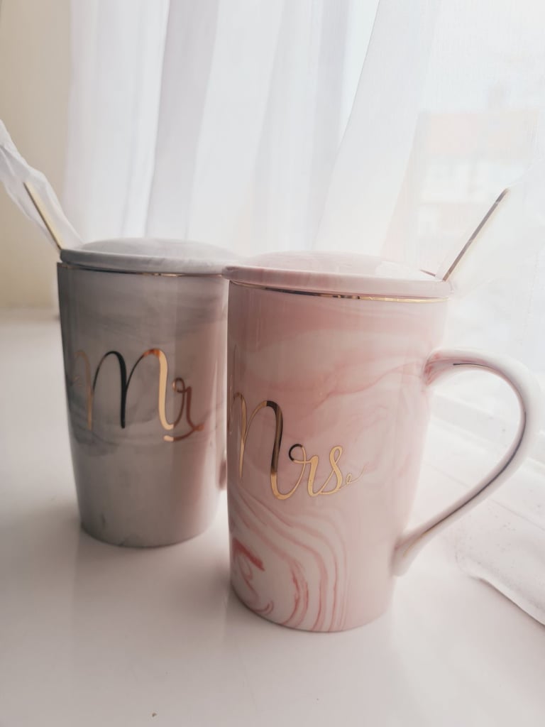 image for Mr and Mrs Ceramic marble coffee mug set