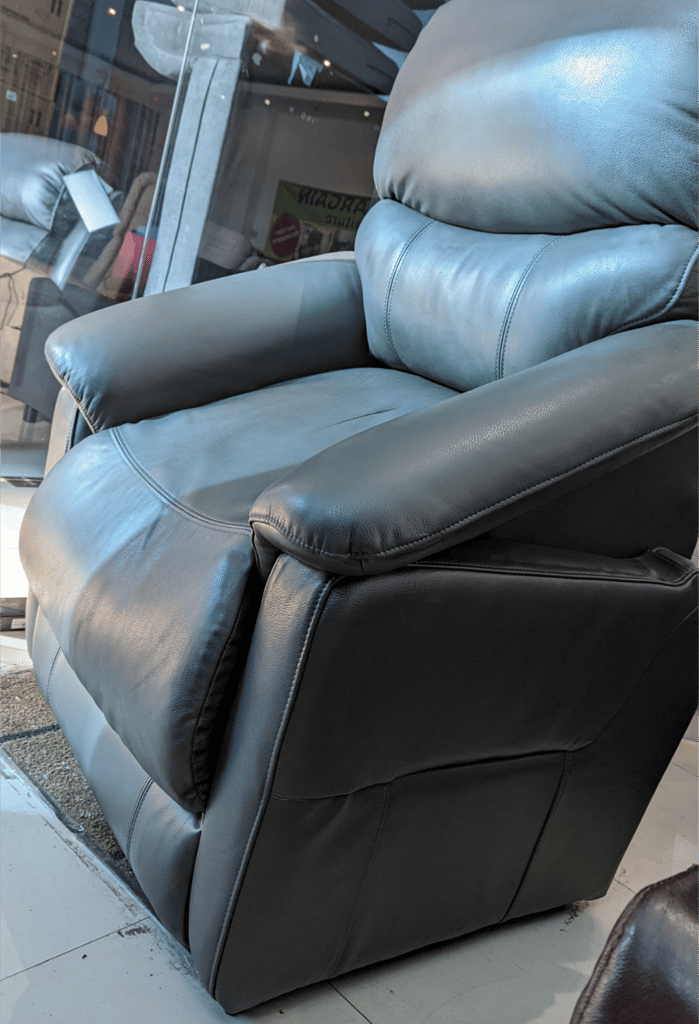 Triple Motor genuine Leather Dark Grey Riser Recliner Armchair 