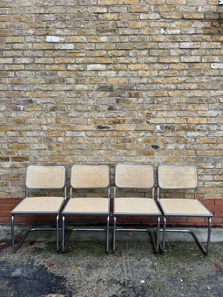 Rare Set of 4 vintage Bauhaus Marcel Breuer grey Cesca dining chairs