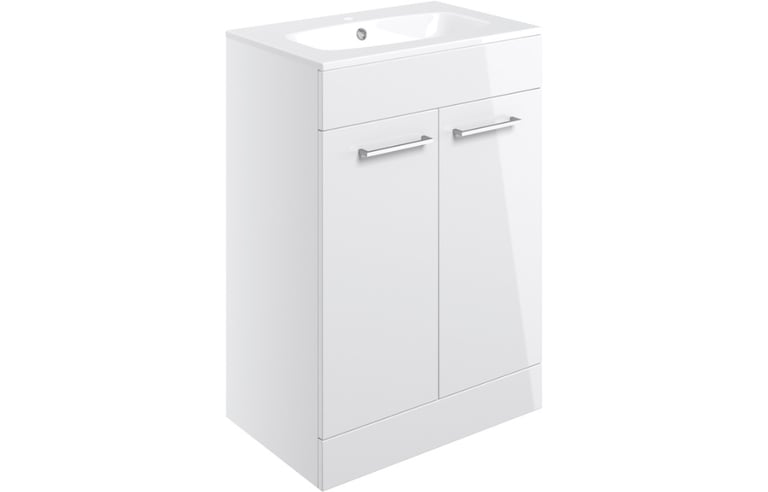 New White Volta Floor Standing 2 Door Basin Unit 610mm RRP £315 Our Price £200
