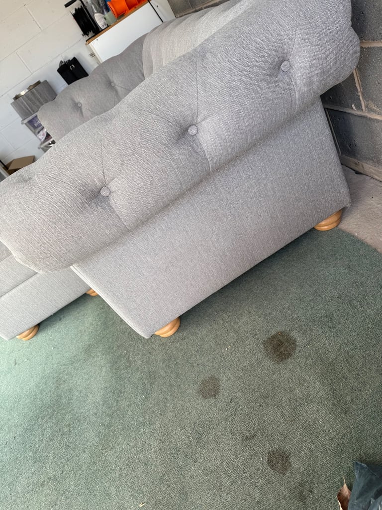 Grey Chesterfield Sofa and Footstool