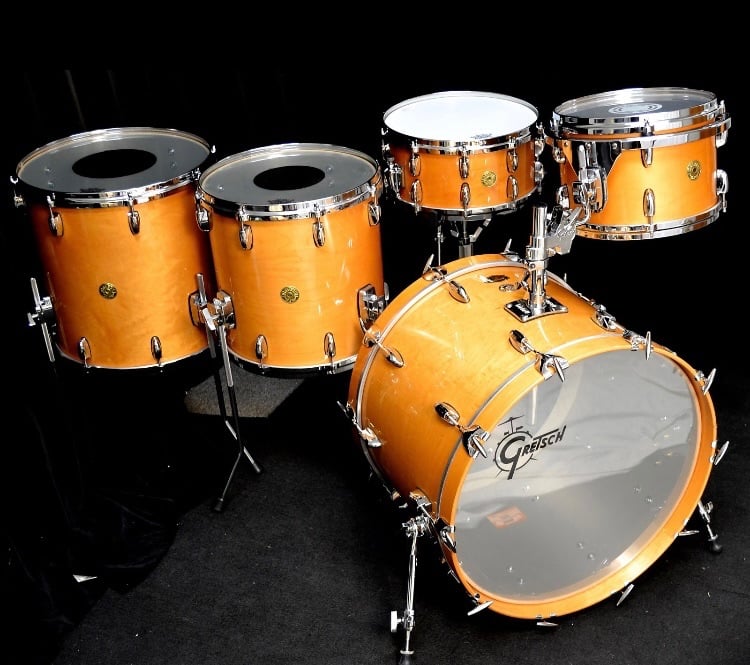 Gretsch USA Custom Drums 125th anniversary kit with additional drums added.