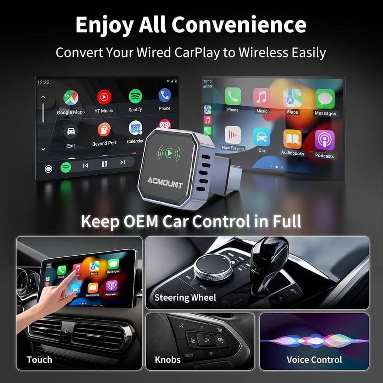 new in packaging - Acmount Mini Upgrade Wireless Carplay/Android Auto Adapter