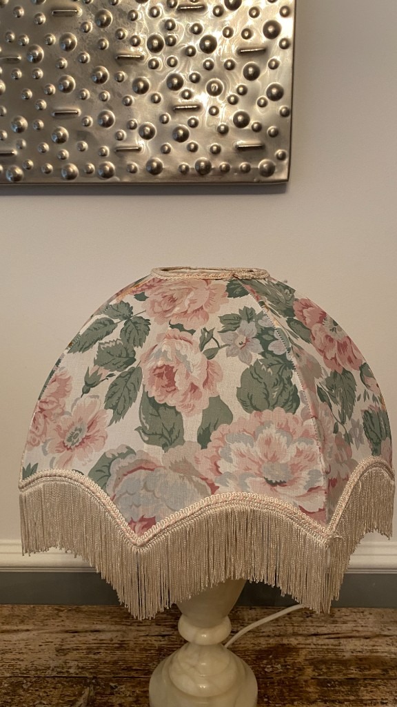 Vintage St Michael Lampshade Floral Cream Tassel Light Shade M&S Home Deco