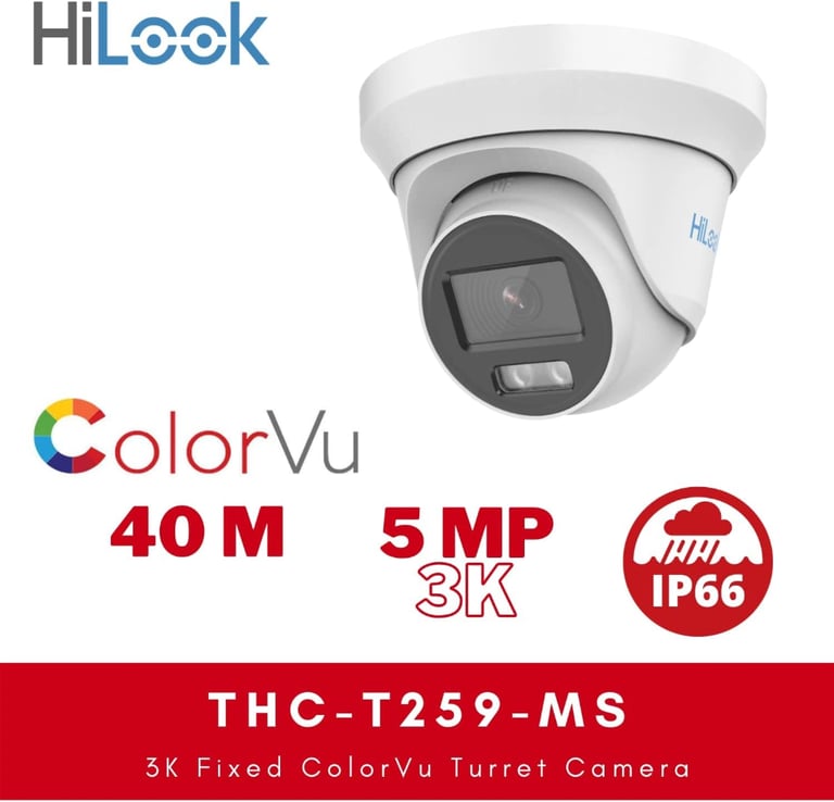 HiLook Par Hikvision THC-T259-M 5MP 2.8mm Colorvu 4-In-1 40m Ir DAY NIGHT COLOUR RECORDEING