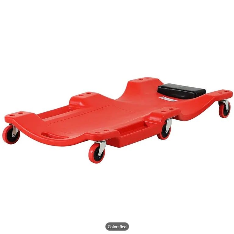 DURHAND Mechanic Vehicle Creeper Under Car Repair Padded Headrest Rolling Moulded Workshop, New.