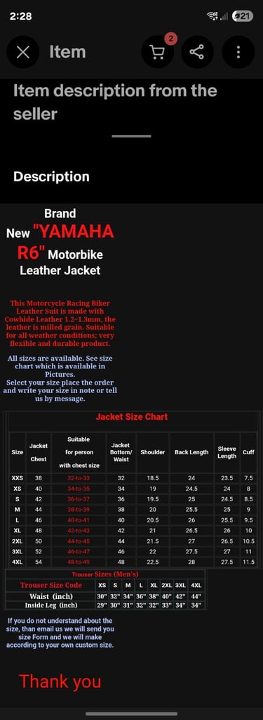 R6 yamaha leather jacket genuine