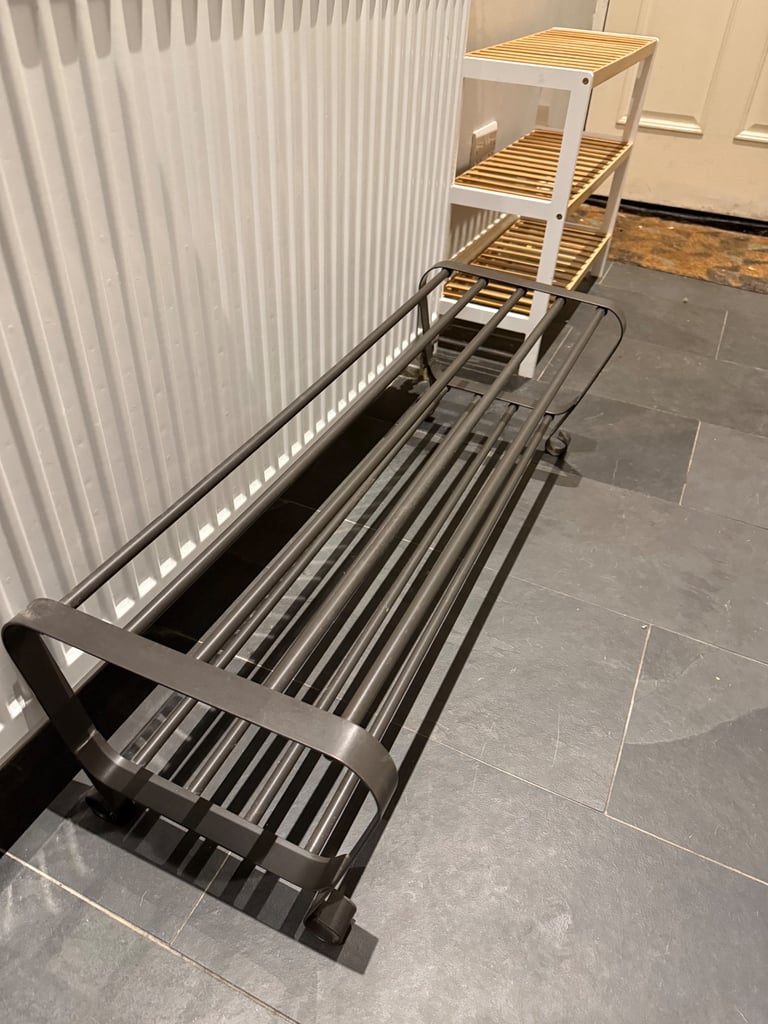 image for Traditional Victorian shoe rack assembled metal sturdy wide 