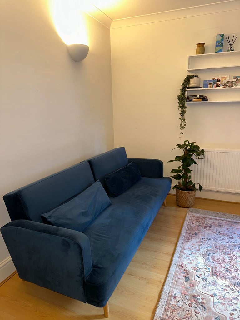 Habitat Andy Velvet 3 Seater Clic Clac Sofa Bed - Blue